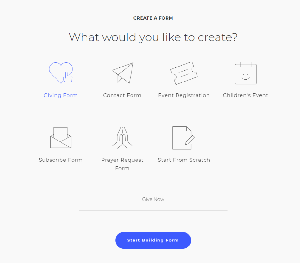 screenshot of Shelby Online Giving